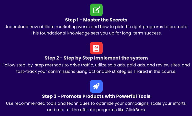 Affiliate Income Secrets 2.0 steps to affiliate success, offering a proven blueprint for mastering ClickBank and achieving financial freedom